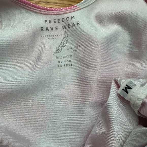 Freedom Ravewear Strawberry Milkshake Sideboob Body Suit with Fringe Sleeves 💕🤠 - Picture 3 of 3